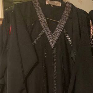 Diamond neck Gray and black dress